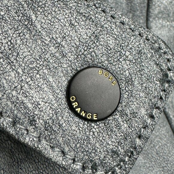 Hugo Boss Orange Genuine Leather Womens Biker Jacket in Silver/Grey - Picture 10 of 16